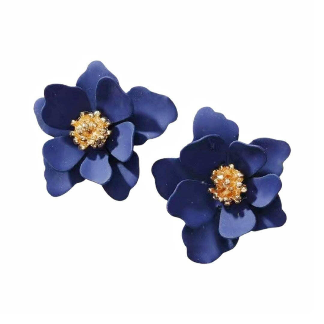 Navy Petal Stud.