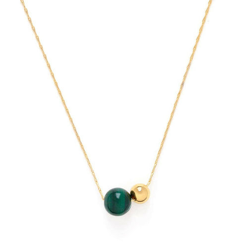 Gemstone Orbit Necklace in Malachite.