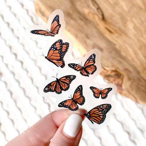 Clear Flying Butterflies Sticker, 3.25x2 in..