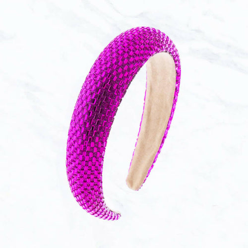 Baguette Stone Hair Band: Fuchsia.