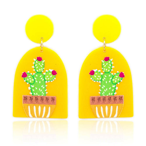 Acrylic Cactus Post Dangle Earrings.