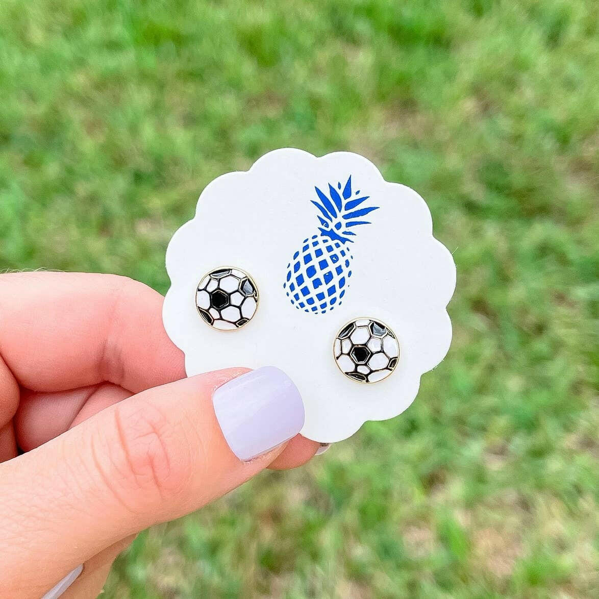 Soccer Ball Signature Enamel Stud Earrings.