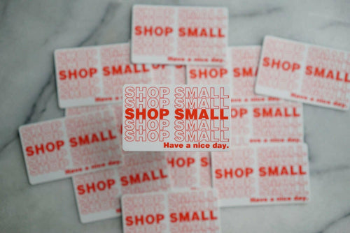 Shop Small Sticker (Plastic Bag Style), 3x1.86