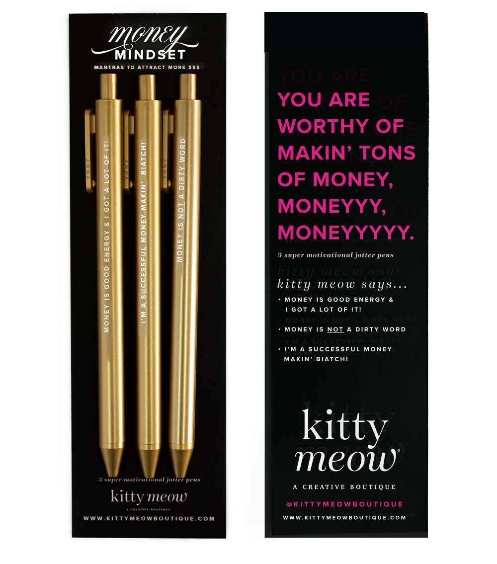 Money Mindset Pen Set - 3 Gold Jotter Pens- RIGHT HANDED