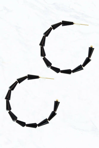 Artificial Crystal Beads Hoop Earrings.