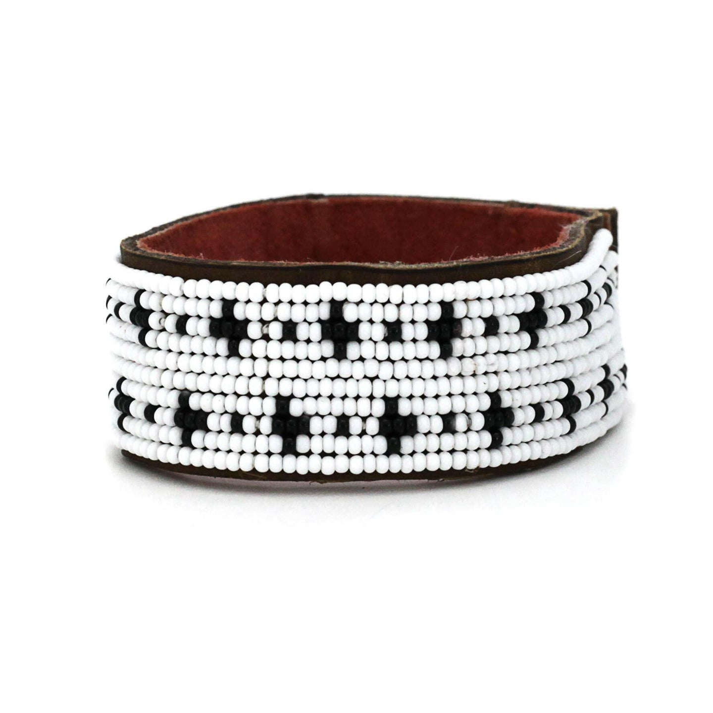 Medium Black and White Stars Leather Cuff.