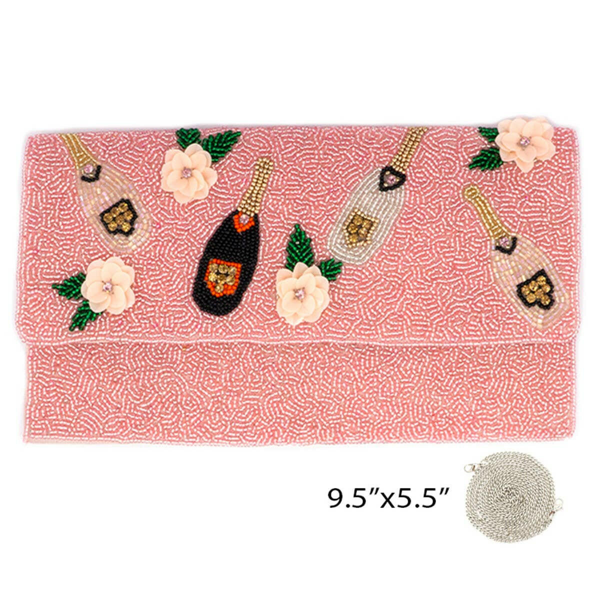 Seed Beaded Bottle Themed Clutch Bag.