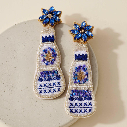 Tequila Bottle Seed Bead Earrings.
