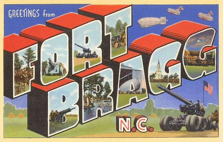 Greetings from Ft. Bragg Vintage Image Art Print.