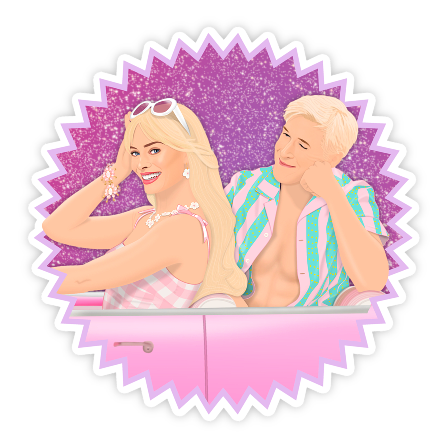 Barbie Movie Barbie & Ken Margot Robbie Ryan Gosling Sticker.