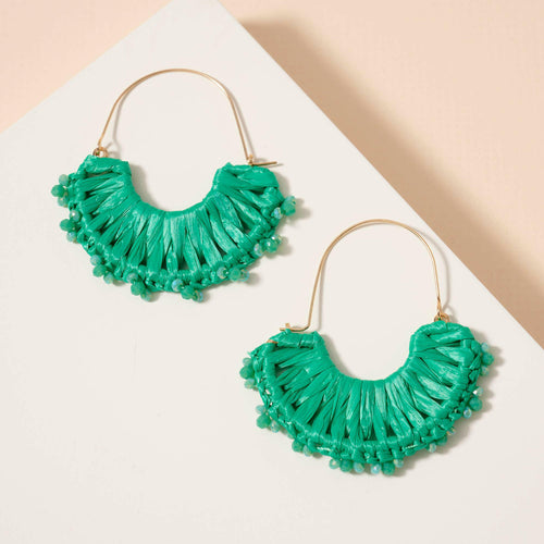 Raffia Fringe Dangle Earrings.