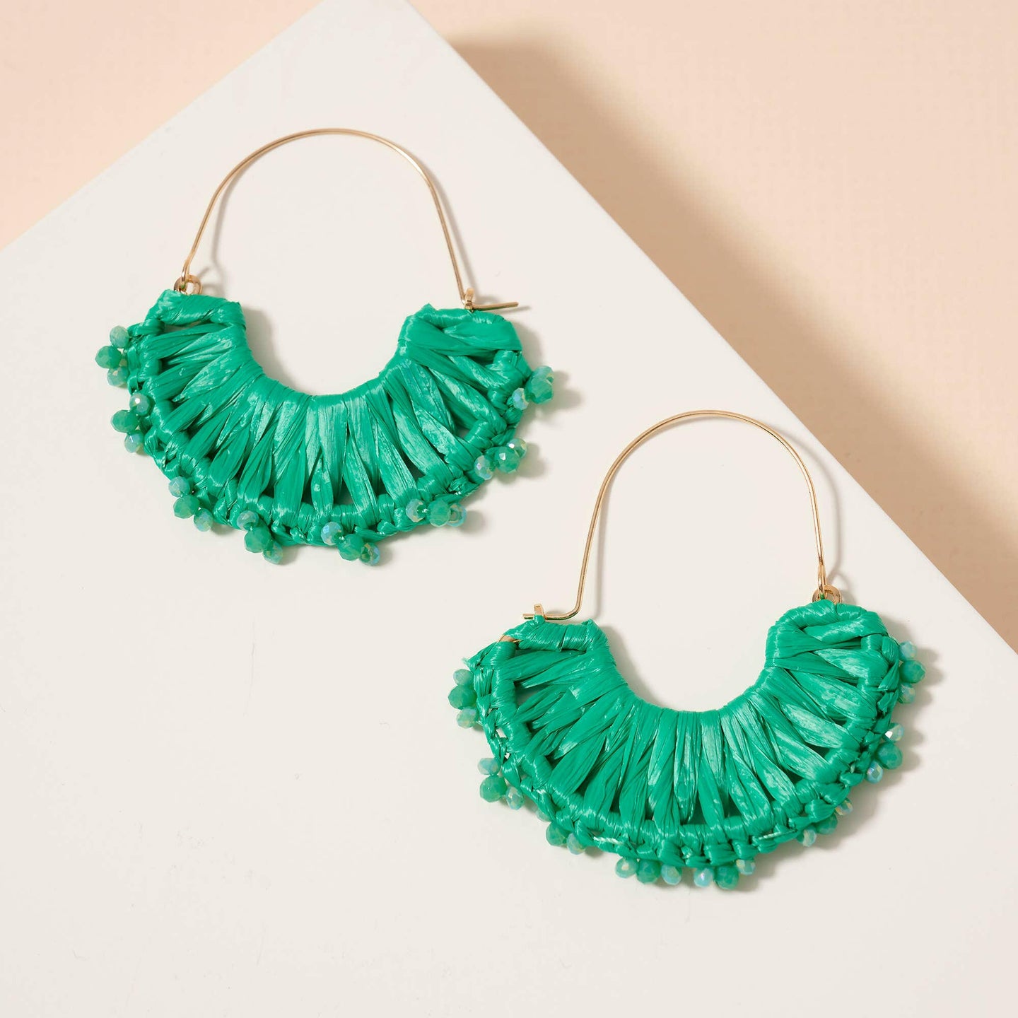 Raffia Fringe Dangle Earrings.