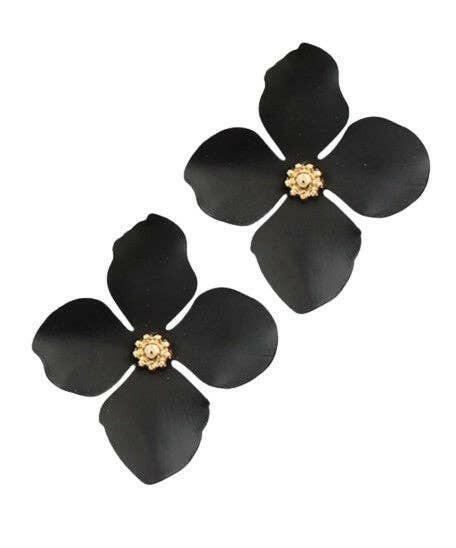 Black Petal Statement Stud.