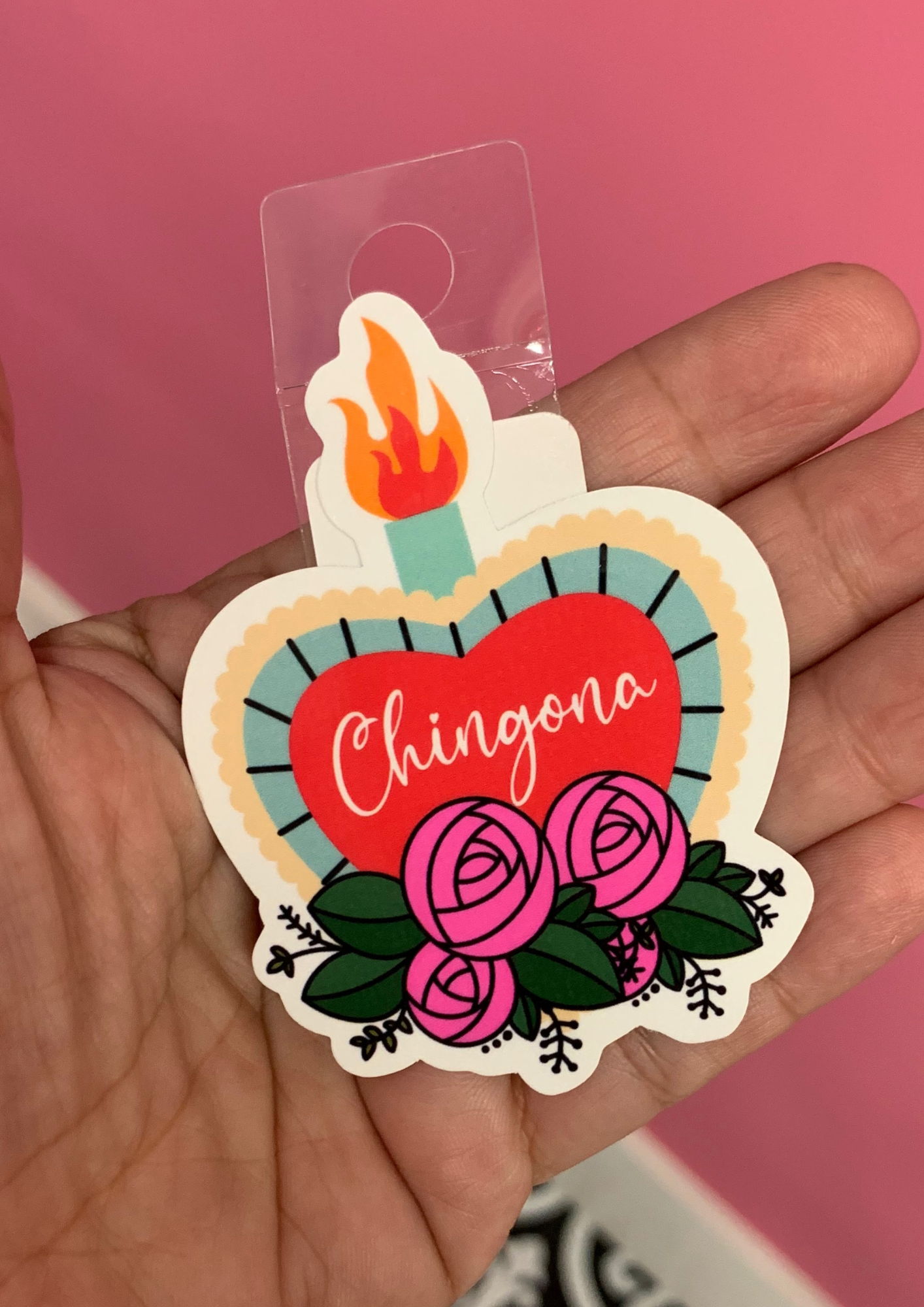 Chingona sacred heart latina vinyl sticker.