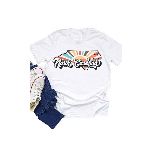 North Carolina Retro State Kids Graphic Tee.