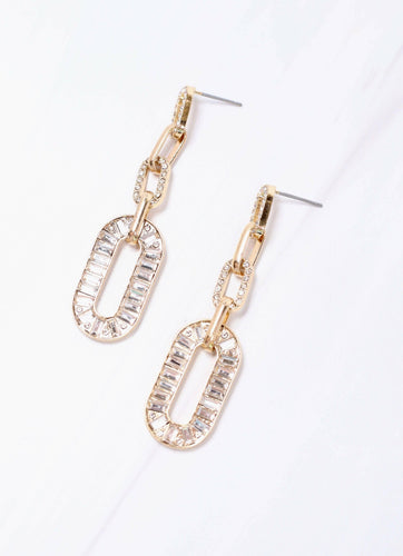 Rotunda CZ Link Drop Earring CLEAR.