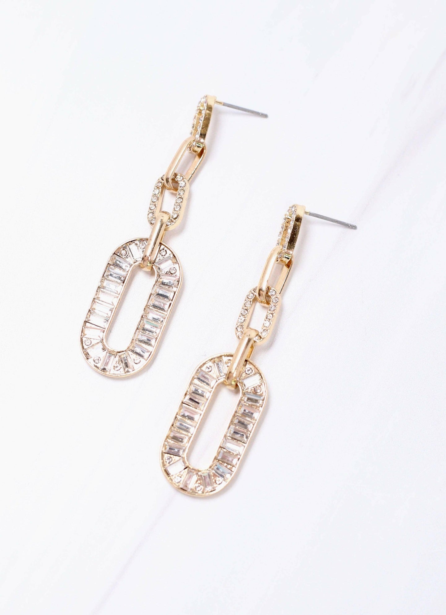Rotunda CZ Link Drop Earring CLEAR.