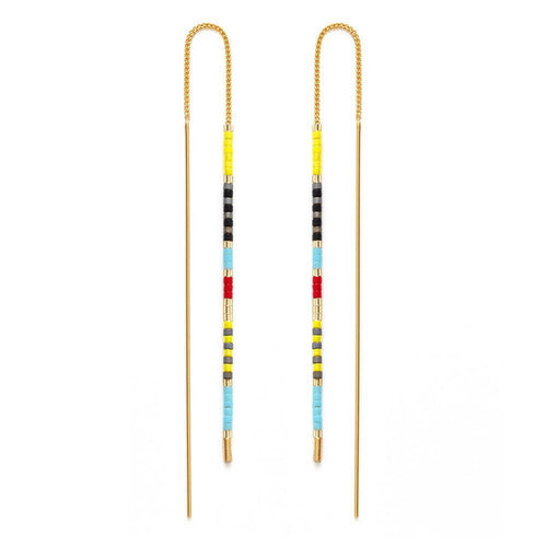 Miyuki Seed Bead Threader Earrings in Fiesta.