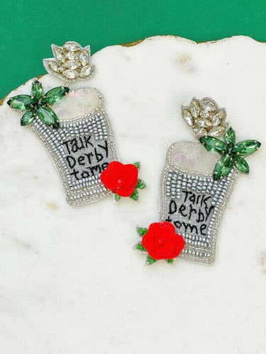 'Talk Derby To Me' Beaded Dangle Earrings.