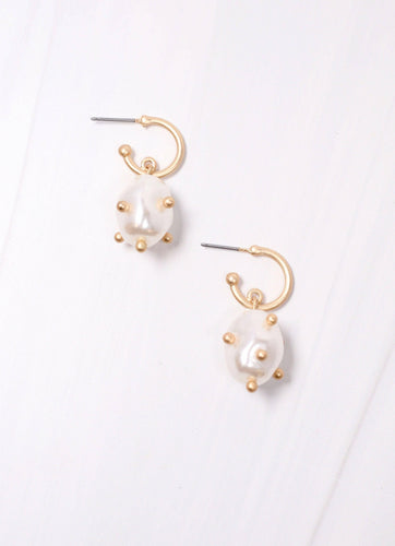 Bristow Pearl Drop Hoop Earring GOLD.