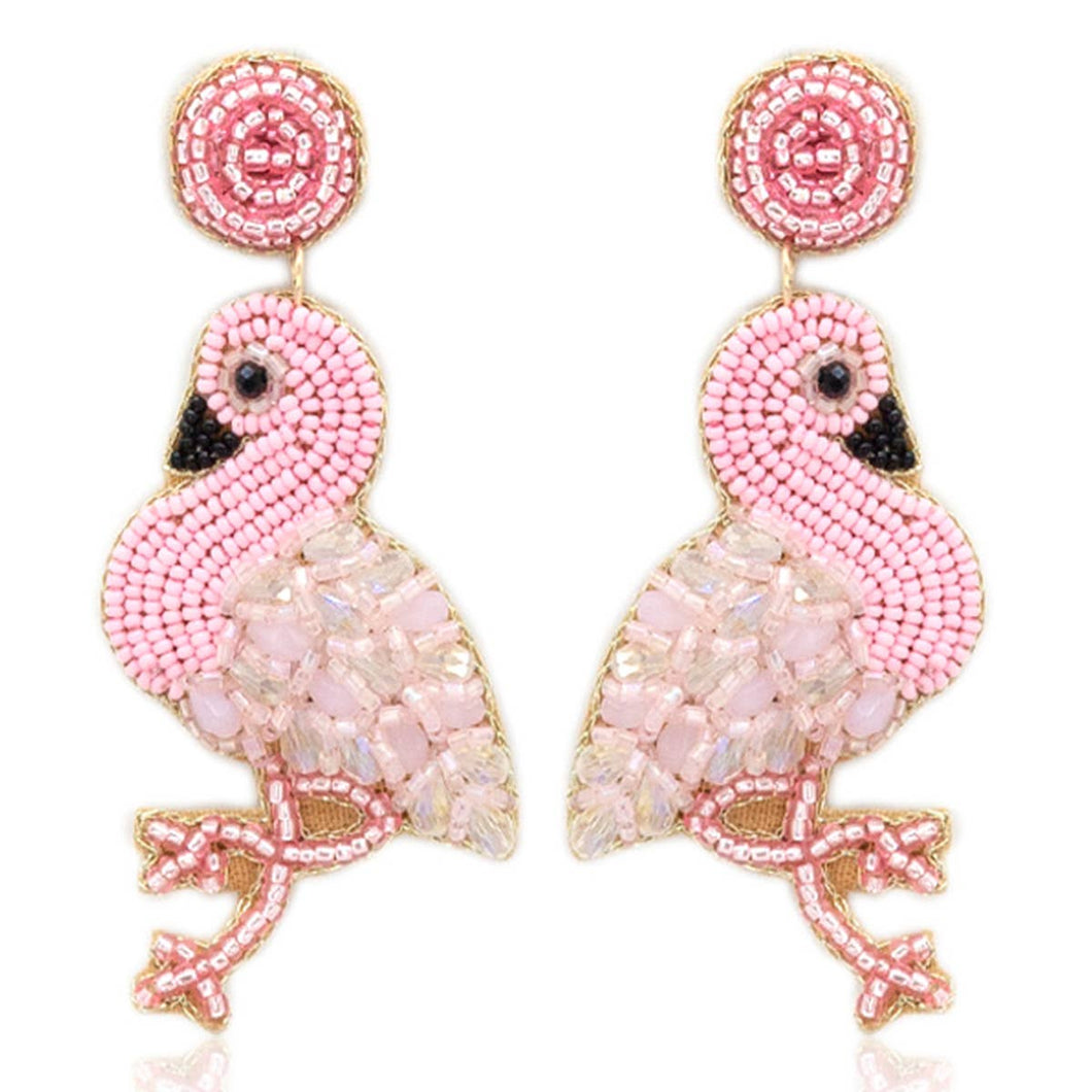 Beaded Flamingo Post Earring