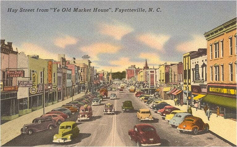 Hay Street, Fayetteville - Vintage Image, Postcard.