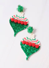 Load image into Gallery viewer, Glittery Christmas Ornament Earring GREEN
