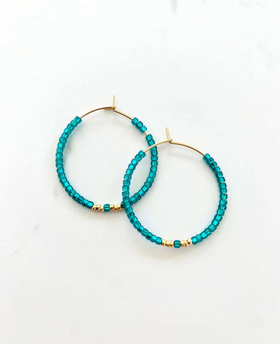 Teal Hoop Earrings.