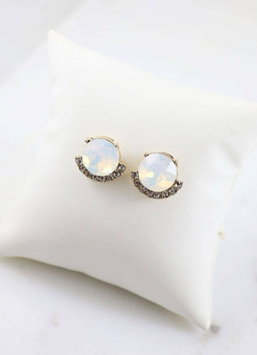 Knowles Stone and CZ Earrings in White Opal.