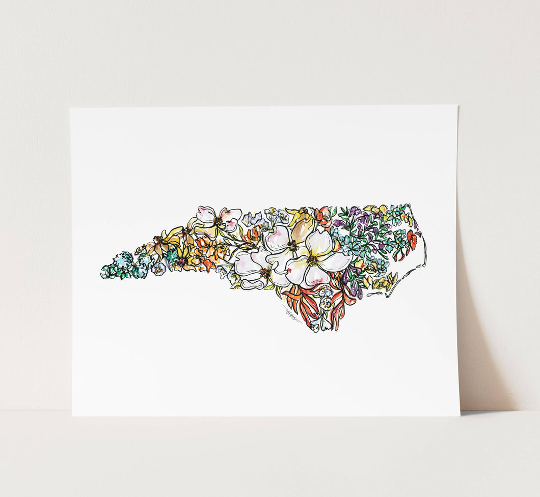North Carolina Fine Art Print: Watercolor // NC Wildflowers