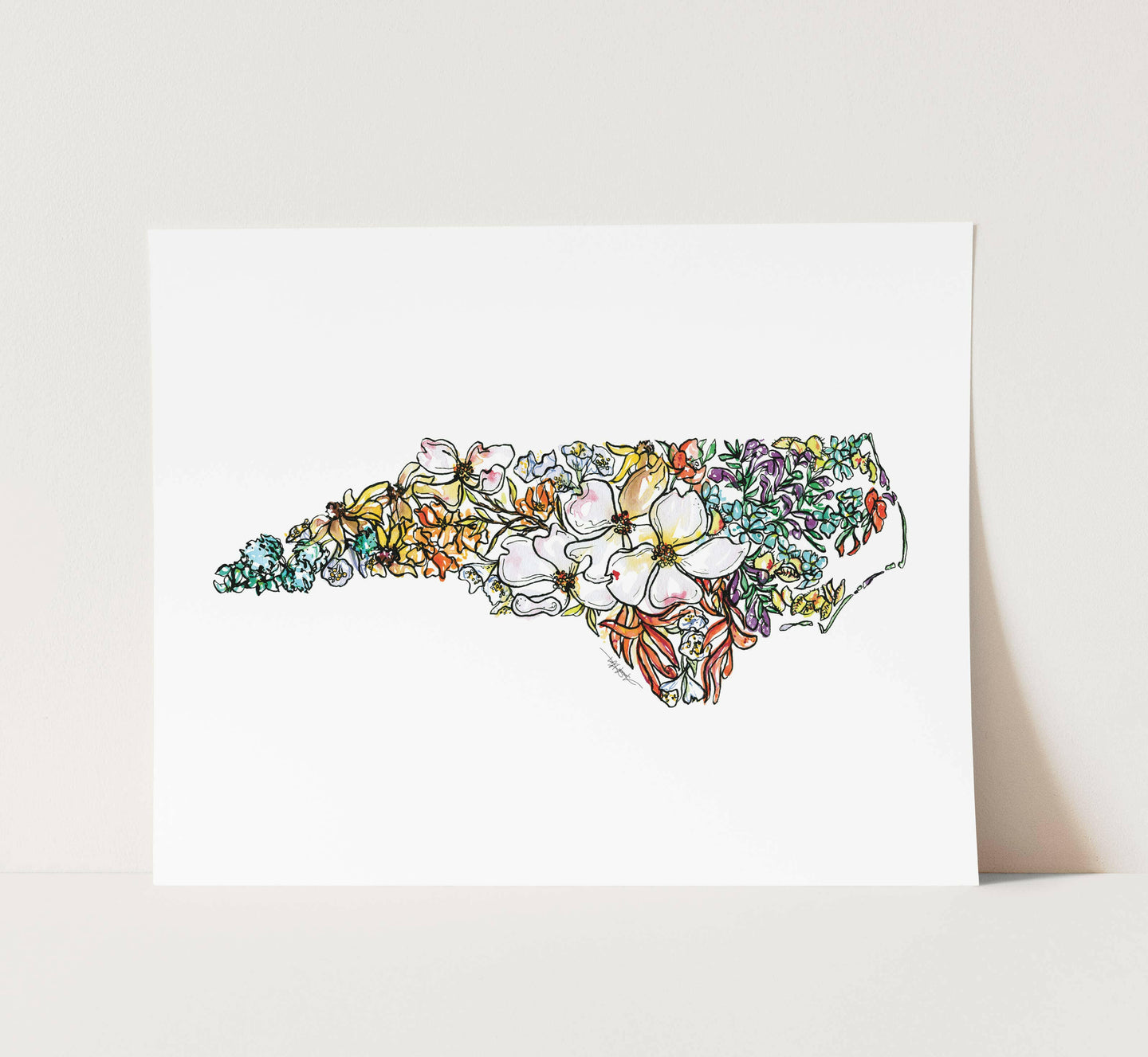 North Carolina Fine Art Print: Watercolor // NC Wildflowers.