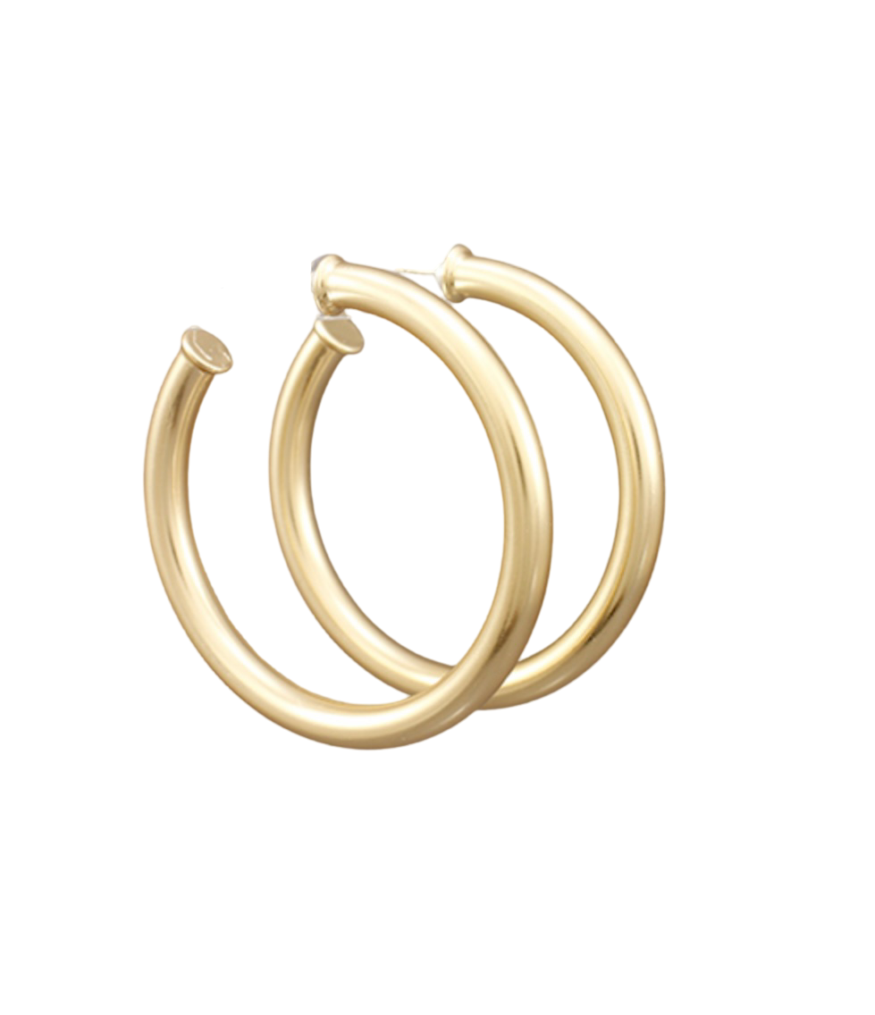 Large Everyday Brushed Gold Hoops.