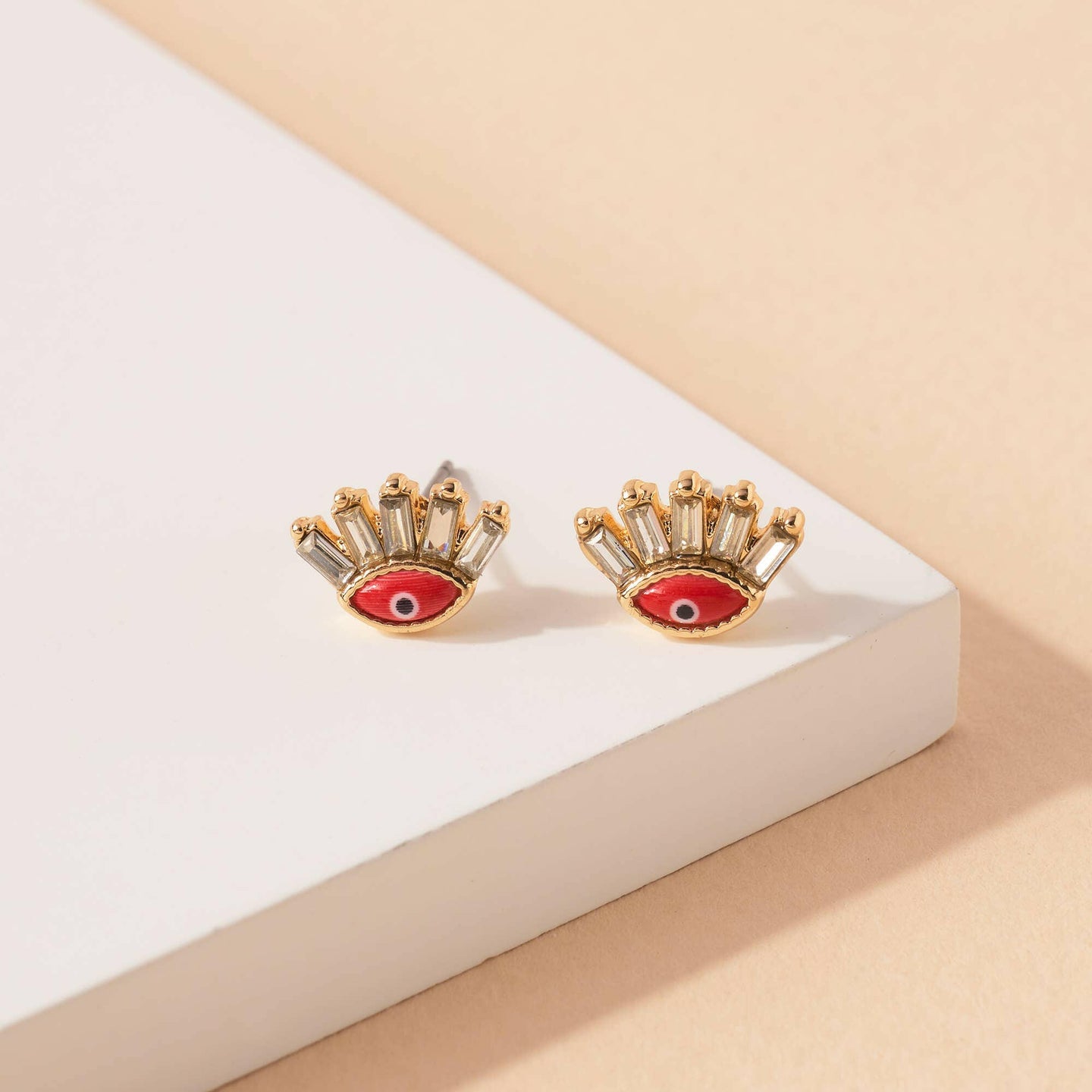 Evil Eye Rhinestone Stud Earrings.