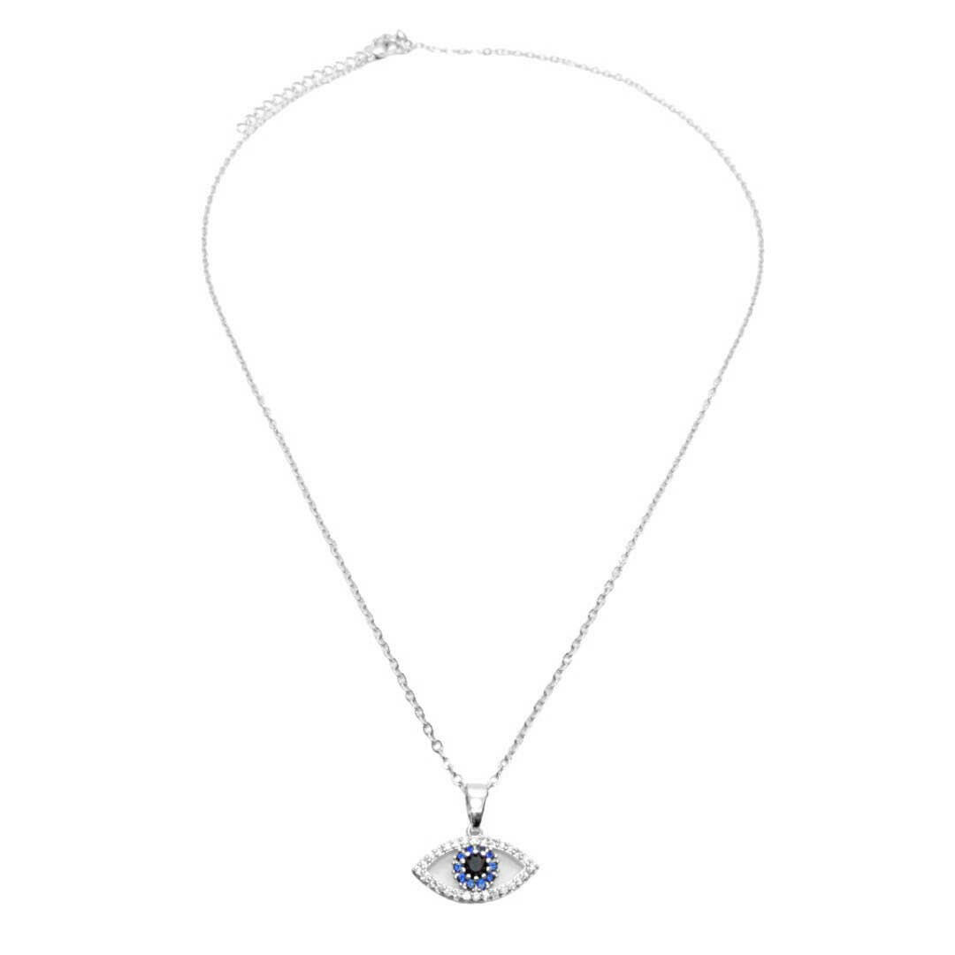 CZ Blue Evil Eye Necklace.