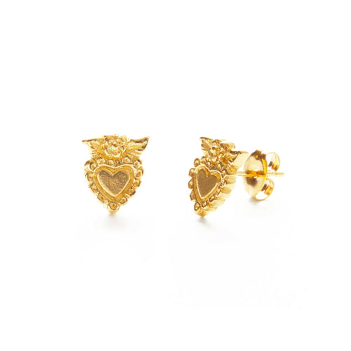 Mexican Folk Heart Studs.