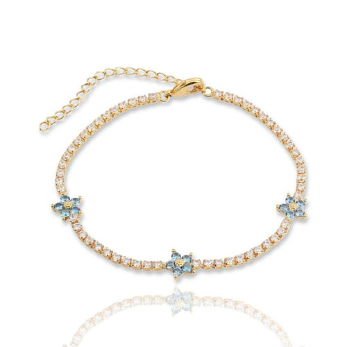 CZ Diamond Color Flower Tennis Bracelet.