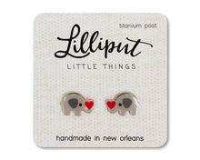 Load image into Gallery viewer, Cute Elephant with Heart Earrings
