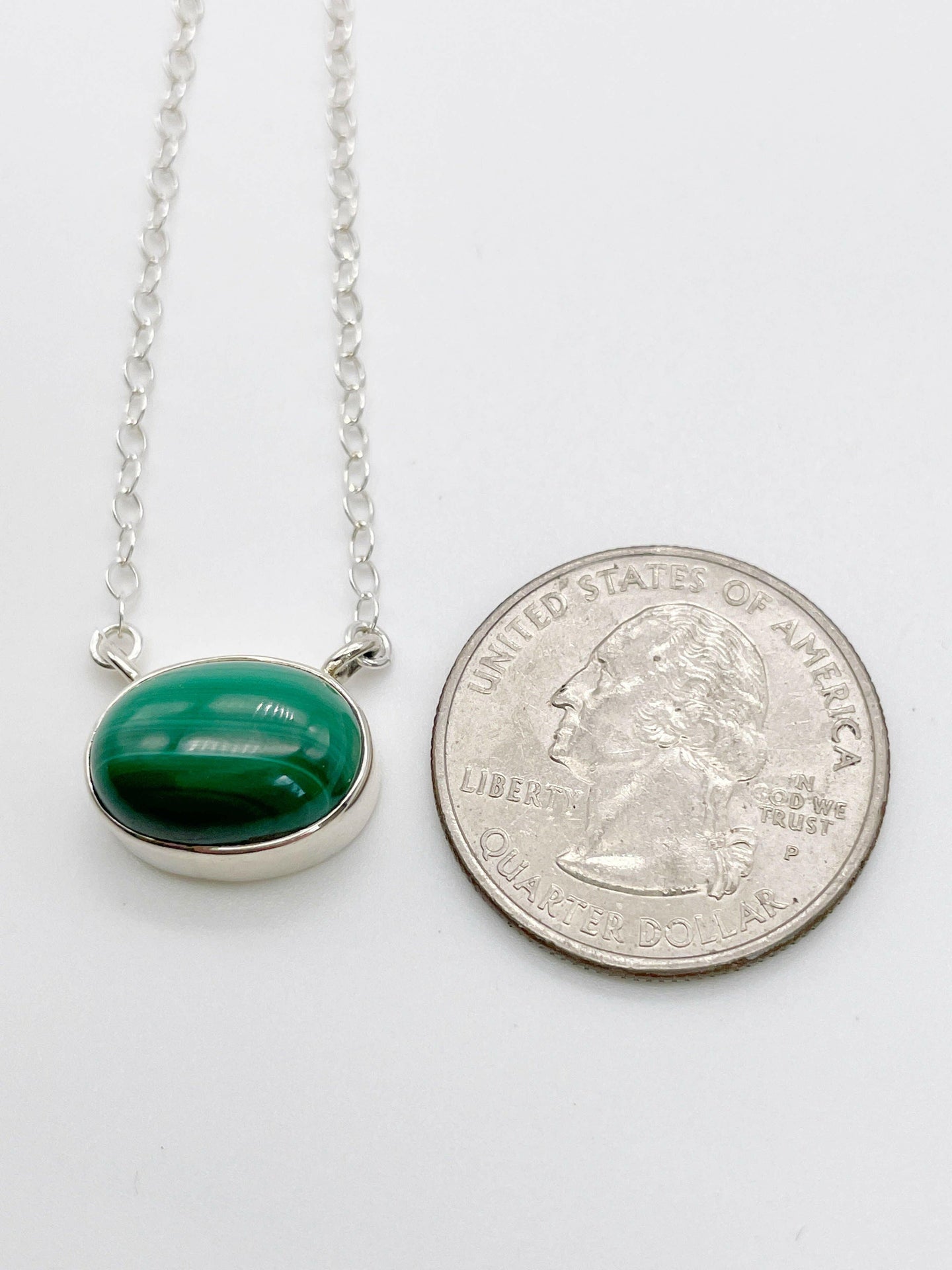 Malachite Sterling Silver Necklace.