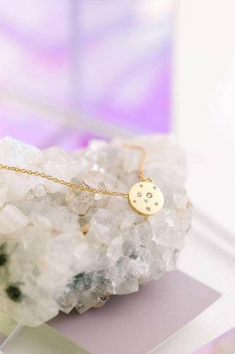 Faye CZ Diamond Circle Pendant Necklace in Gold.