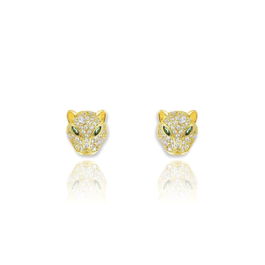 CZ Diamond Panther Stud Earrings