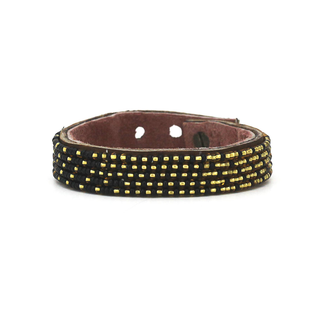Small Black and Gold Ombre Leather Cuff
