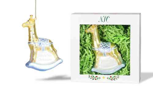 Baby Boy Giraffe Glass Ornament.