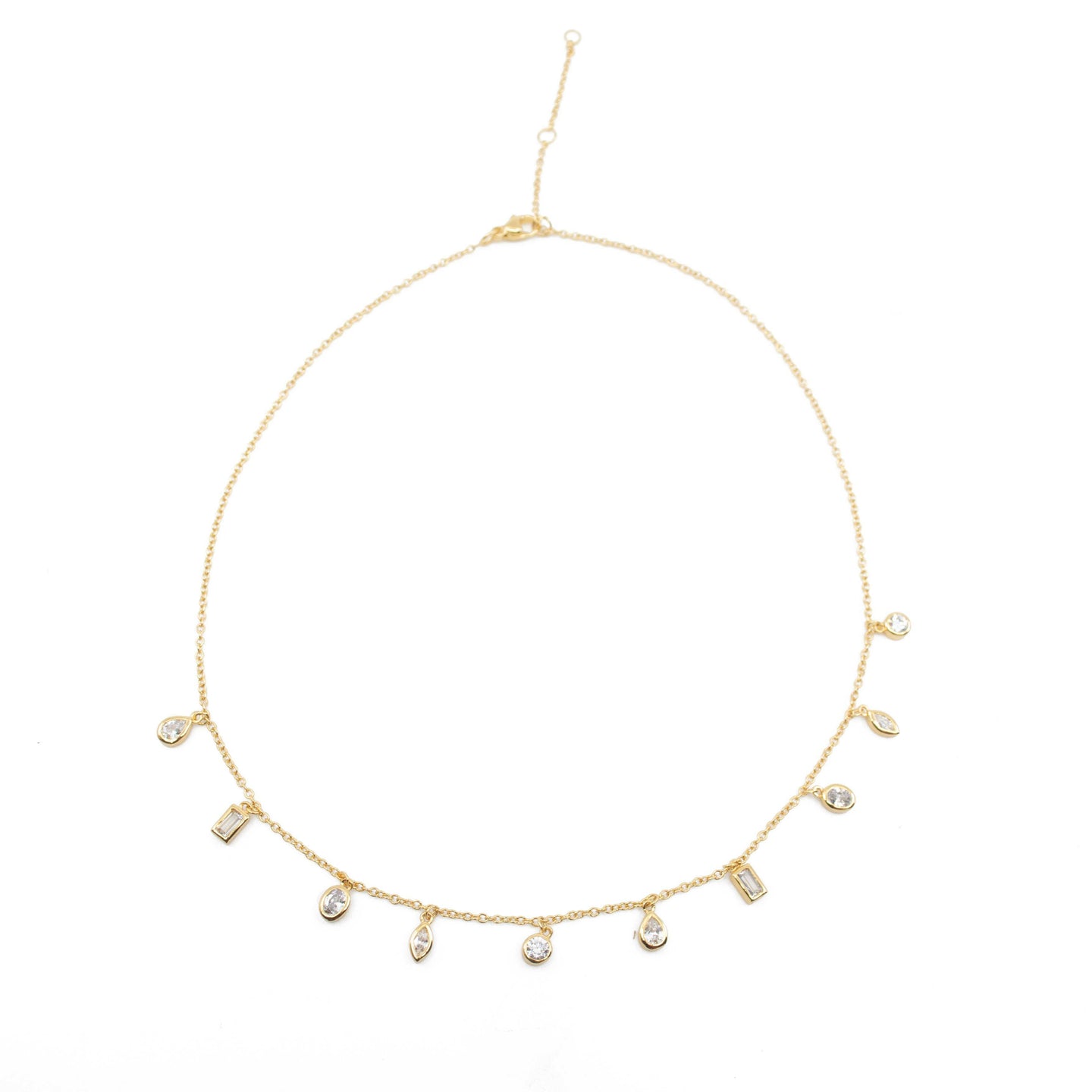 Daphne Clear CZ Gemstone Choker Necklace in Gold.