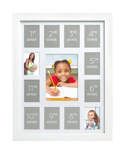 K - 12 School Days Photo Frame, White.