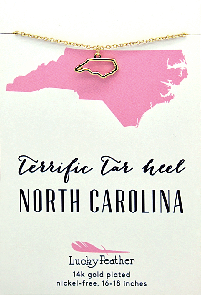 State Necklace - Gold - NORTH CAROLINA.