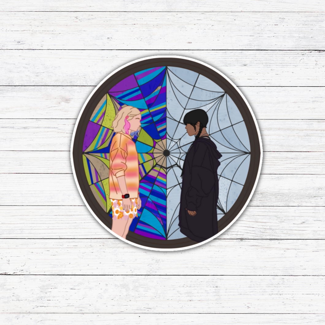 Stained Glass-Wednesday Addams Sticker