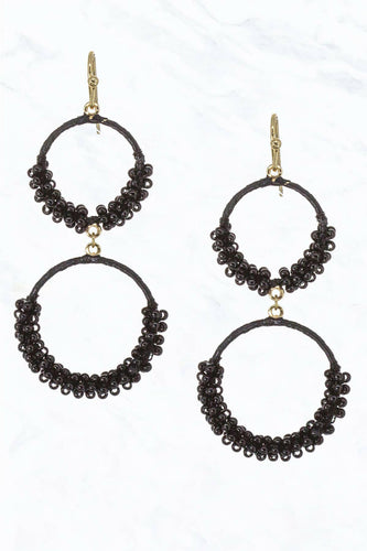 Seed Bead Circle Dangle Earrings.