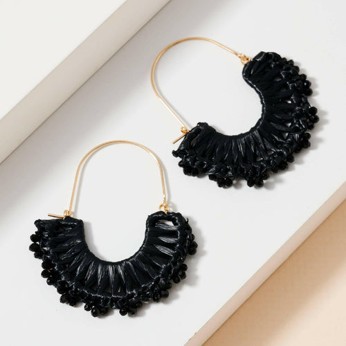 Raffia Fringe Dangle Earrings.