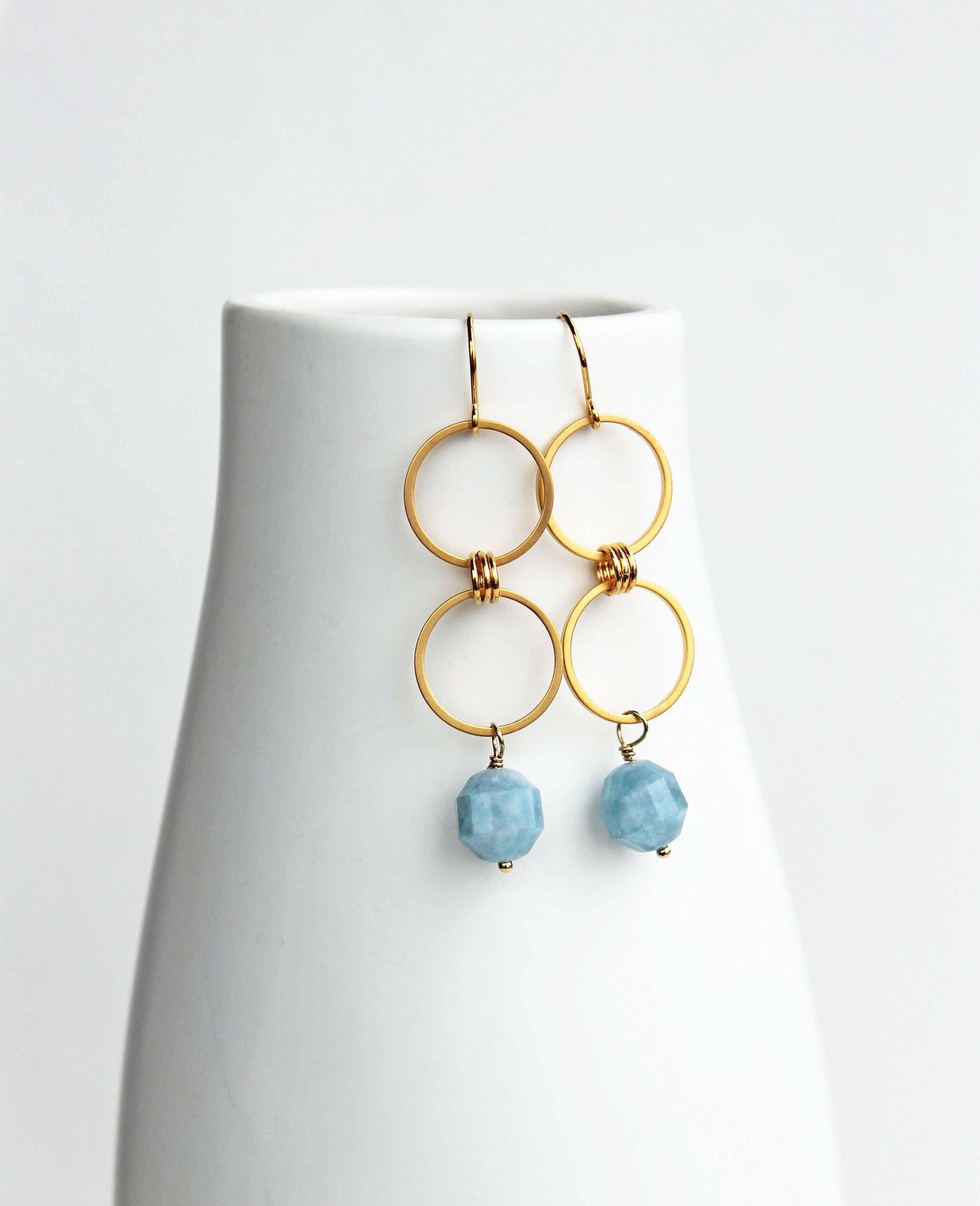 Modern Aquamarine Dangle Earrings.