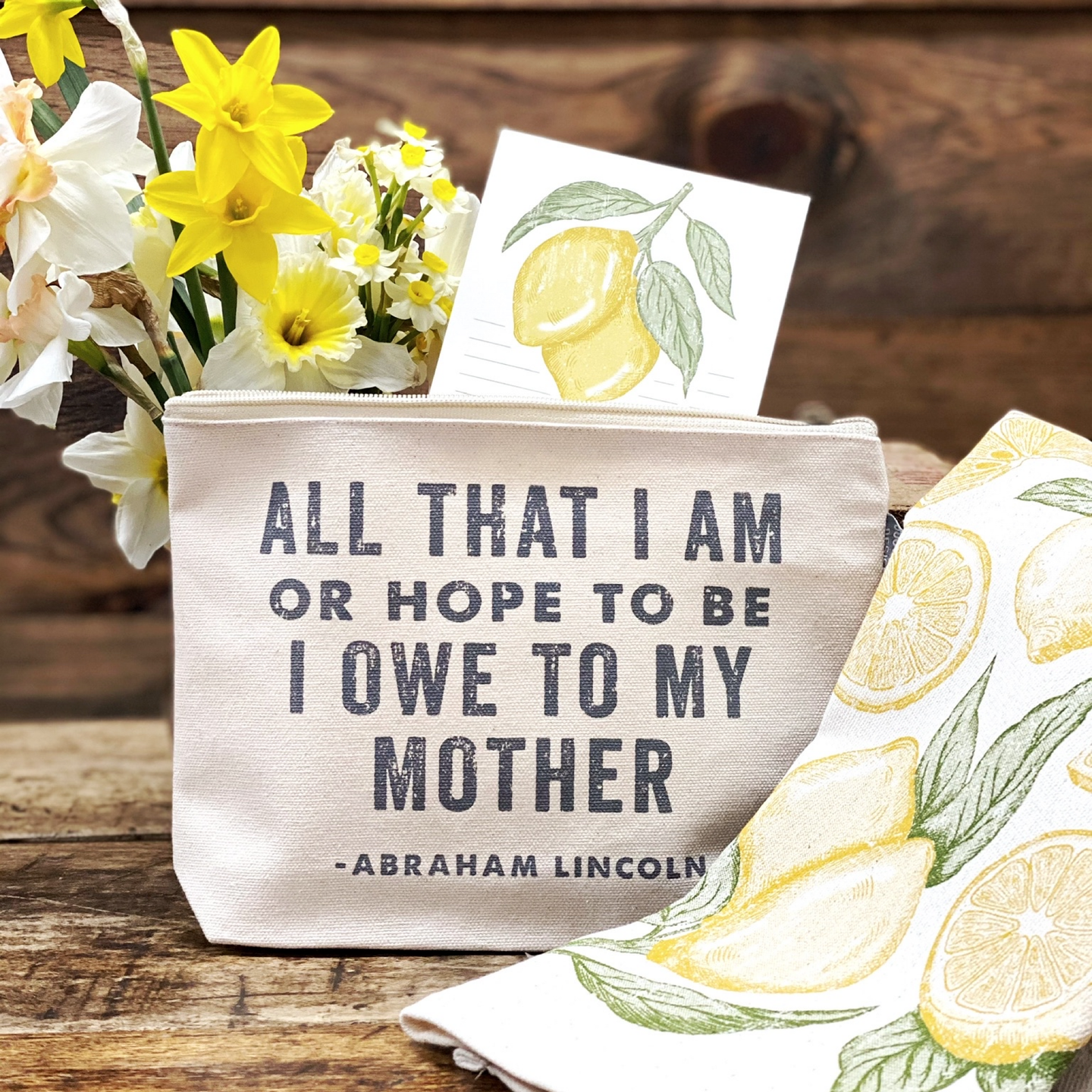 All That I Am Or Hope To Be I Owe To My Mother -Zipper Pouch.